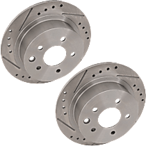 Rear Brake Discs, Cross-Drilled and Slotted, Solid, 5 Lugs