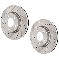 Front Brake Disc, Cross-drilled and Slotted, Vented, 5 Lugs, 296 mm, 3.5L 6Cyl