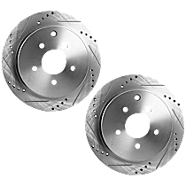 Rear Brake Disc, Cross-drilled and Slotted, Solid, 5 Lugs, 307.8 mm, SL, 3.5L 6Cyl