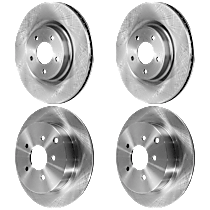 Front and Rear Brake Disc, 4-Wheel Set, Plain Surface, Vented - Front; Solid - Rear, 5 Lugs