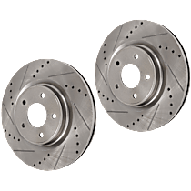 Front Brake Disc, Cross-drilled and Slotted, Vented, 5 Lugs