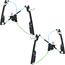 Front, Driver and Passenger Side Power Window Regulator, With Motor