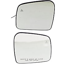 Driver and Passenger Side Mirror Glass, Heated, With Blind Spot Detection in Glass, With backing plate, Code GYC, Includes (2) Mirror Glasses