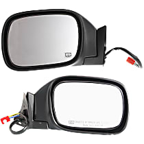 Driver and Passenger Side Mirror, Power Adjust, Heated, Textured Black, Manual Folding, No Signal Light, No Blind Spot Feature, No Memory, No Puddle Light, No Auto-Dimming