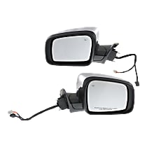 Driver and Passenger Side Mirror, Power, Manual Folding, Heated, Chrome, In-housing Signal Light, With memory, Without Puddle Light, Without Auto-Dimming, Without Blind Spot Feature