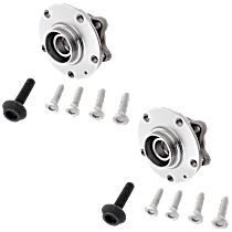 Front, Driver and Passenger Side Wheel Hub, 5 Lugs, With Bearing