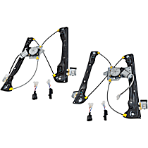 2-Pin Connector Front, Driver and Passenger Side Power Window Regulators, with Motors, For Models without Express Up and Down