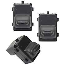 Front and Rear, Driver and Passenger Side Window Switch, Black, 1 Button