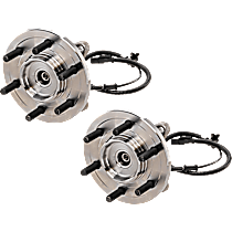 Front, Driver and Passenger Side Wheel Hub, 4WD, 6 Lugs, With Bearing