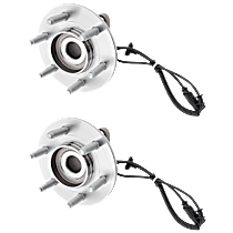 Rear, Driver and Passenger Side Wheel Hub, 6 Lugs, With Bearing, With Sensor