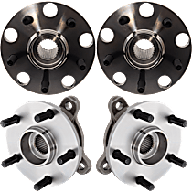 Front and Rear, Driver and Passenger Side Wheel Hub, 5 Lugs, With Bearing, AWD