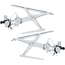 Front, Driver and Passenger Side Power Window Regulators, with Motor, 6 Pins, 6-Prong Connector