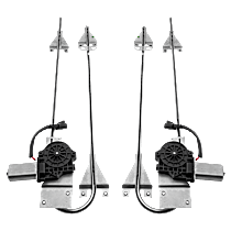 Front, Driver and Passenger Side Power Window Regulator, With Motor