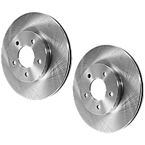Front and Rear Brake Discs, Plain Surface, Vented, 5 Lugs, 11.65 In
