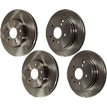 Front and Rear Brake Disc, 4-Wheel Set, Plain Surface, Vented, 5 Lugs