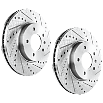 Front Brake Disc, Cross-drilled and Slotted, Vented, 5 Lugs, 296 mm
