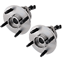 Front, Driver and Passenger Side Wheel Hub, 4-Wheel ABS, with 4 Stud Hub, 4 Lugs, With Bearing, With Sensor