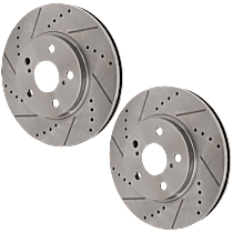 Front Brake Disc, Cross-drilled and Slotted, Vented, 5 Lugs, 296 mm, 3.3L 6Cyl