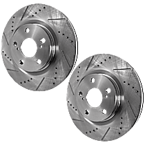 Front and Rear Brake Disc, Cross-drilled and Slotted, Vented, 5 Lugs, 296 mm, 2.5L 4Cyl