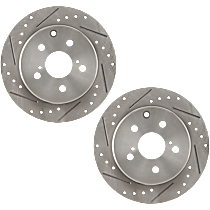 Rear Brake Disc, Cross-drilled and Slotted, Solid, 5 Lugs