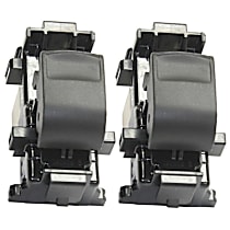 Front and Rear, Driver and Passenger Side Window Switch, Black, 1 Button