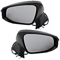 Driver and Passenger Side Mirror, Power Adjust, Heated, Paintable, Power Folding, In-housing Signal Light, With Blind Spot Detection in Glass, With Memory, With Puddle Light, No Auto-Dimming