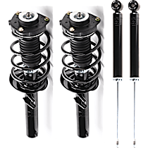 Front and Rear, Driver and Passenger Side Shock and Fully Loaded Strut, with 55 (mm) Outside Suspension Strut Housing Diameter