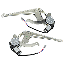 Front, Driver and Passenger Side Power Window Regulator, With Motor