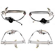 Front and Rear, Driver and Passenger Side Power Window Regulator, With Motor