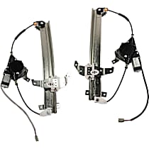 Front, Driver and Passenger Side Window Regulators, Power, With Cable Pulley at Top of Rail