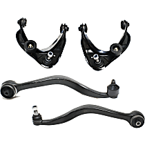 Front, Driver and Passenger Side, Upper and Lower, Rearward Control Arms