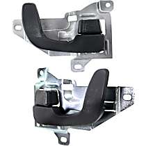 Front, Driver and Passenger Side Black Interior Door Handle, With door lock button, Convertible