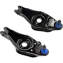 SET-MEMS25104 Front, Driver and Passenger Side, Lower Control Arms, Rear Wheel Drive, Greaseable, includes Castle Nut, Cotter Pin, and Grease Fitting