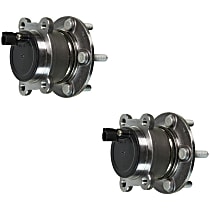 SET-MO512499-2 Rear, Driver and Passenger Side Wheel Hub, 5 Lugs, With Bearing,, Problem Solver Series