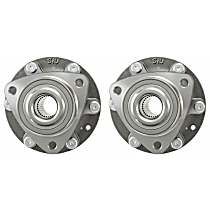 Front, Driver and Passenger Side Wheel Hub, FWD, 6 Lugs, With Bearing, Problem Solver Series