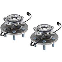Rear, Driver and Passenger Side Wheel Hub, 6 Lugs, With Bearing, Sensor Included