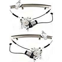 Front, Driver and Passenger Side Power Window Regulator, With Motor