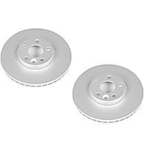Front Brake Disc, Plain Surface, Vented, 5 Lugs,, Evolution Geomet Coated High Carbon