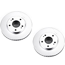 Front Brake Disc, Plain Surface, Vented, 5 Lugs, Evolution Geomet Coated High Carbon