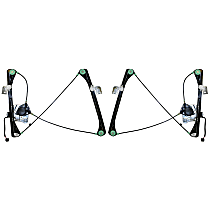 Front, Driver and Passenger Side Power Window Regulator, With Motor, 2-Door, Coupe