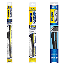 Front, Driver and Passenger Side and Rear Latitude Water Repellency 2-n-1 Series and Rearview Series Wiper Blades, Driver Side - 26 in.; Passenger Side - 17 in.; Rear - 12 in.