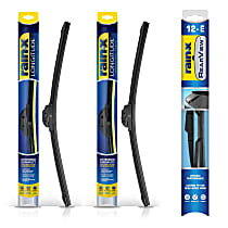 Front, Driver and Passenger Side and Rear Longitude and Rearview Series Wiper Blades, Driver Side - 26 in.; Passenger Side - 17 in.; Rear - 12 in.