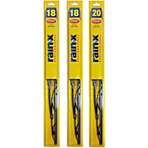 Front, Driver and Passenger Side; Rear Wiper Blade, 1/4 SP, Framed