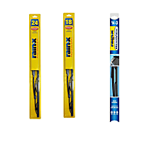 Front, Driver and Passenger Side and Rear Professional and Rearview Series Wiper Blades, Driver Side - 24 in.; Passenger Side - 18 in.; Rear - 14 in.