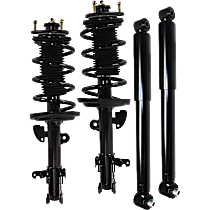 Front and Rear, Driver and Passenger Side Shock and Fully Loaded Strut, Without Electronic Adjustable Suspension