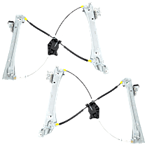 Front, Driver and Passenger Side Power Window Regulator, Without Motor, Convertible
