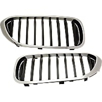 Driver and Passenger Side Grille Assemblies, Chrome Shell with Painted Black Insert, Grille