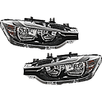 Driver and Passenger Side Headlights, with Bulbs, Halogen, For Models without HID Option