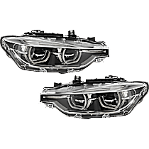Driver and Passenger Side Headlights, with Bulbs, LED, OE comparable