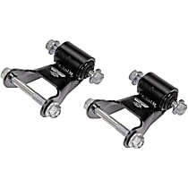 SET-RB722029 Leaf Spring Shackles and Hangers - Black, Steel, Direct Fit, Set of 2